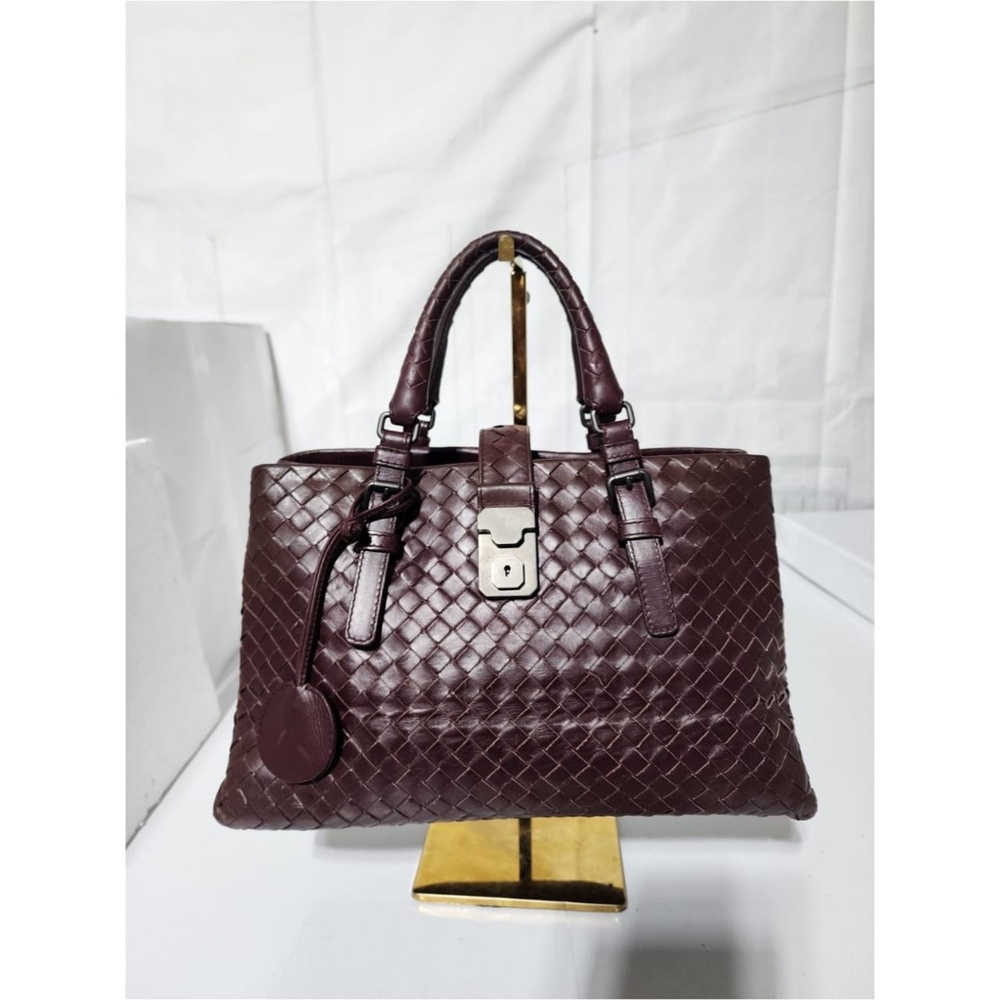 SOLD***Authentic BOTTEGA VENETA Nappa Intrecciato Small Roma Tote Bag Burgundy - Picture 1 of 16
